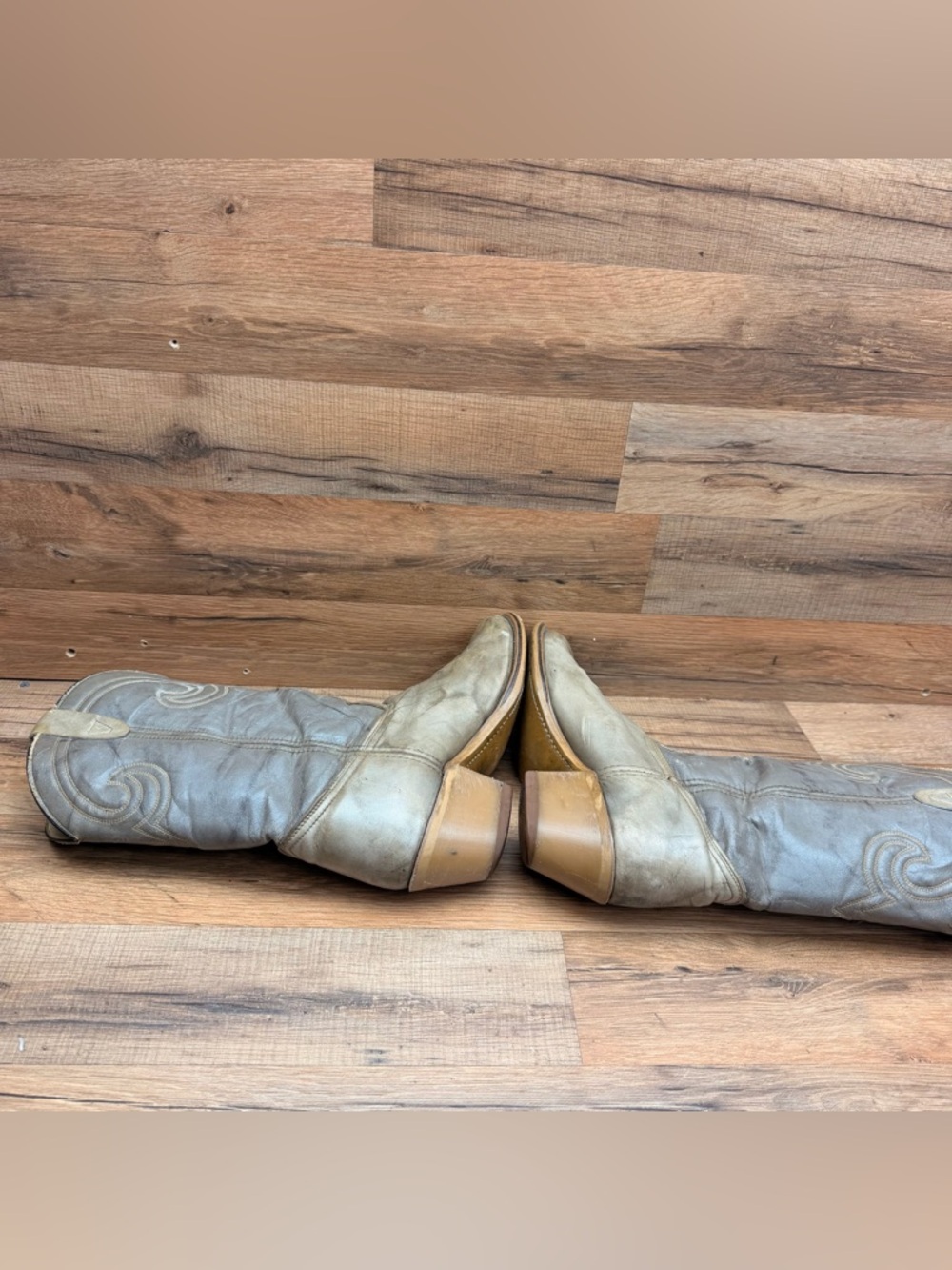 Texas Vintage Two Tone Gray Men's Size 9 Western Cowboy Boots Classic Gray - Picture 4 of 10